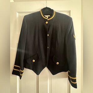 Vintage 80s New York Studio Womens Wool Blend Jacket with Gold Trim